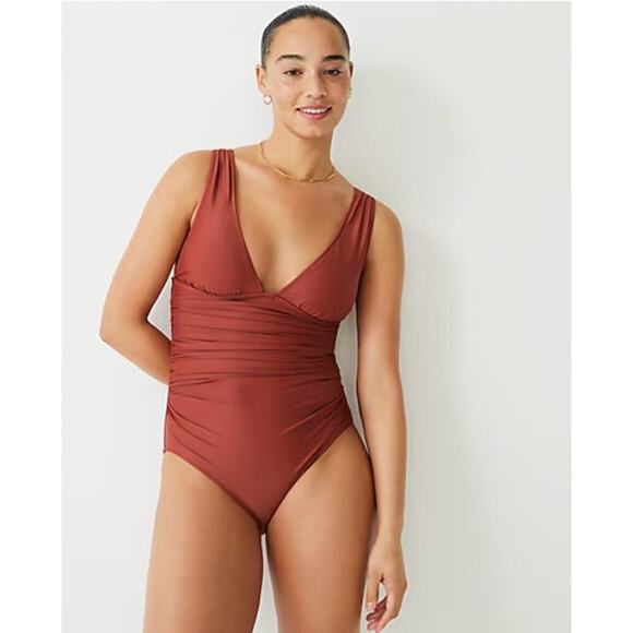 J. Crew Ruched V-neck one-piece Pink NEW Size 4 - Picture 2 of 7